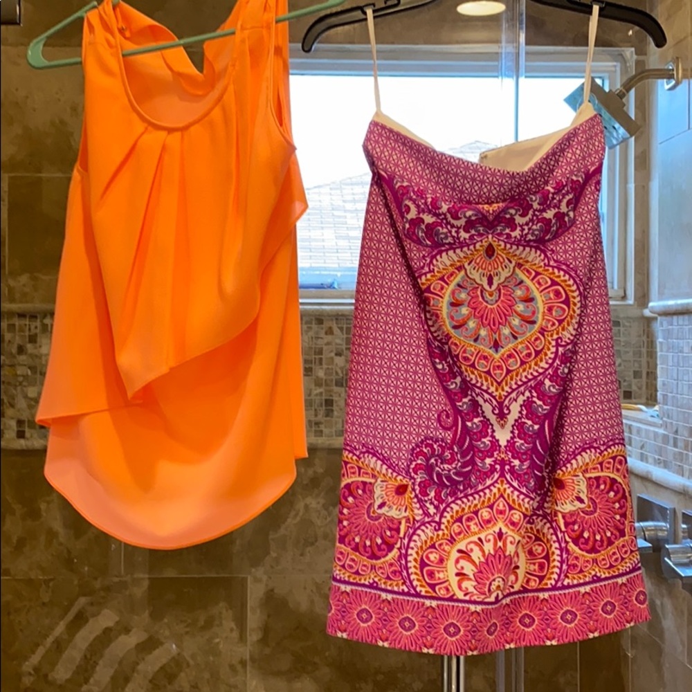 Bright orange and magenta skirt